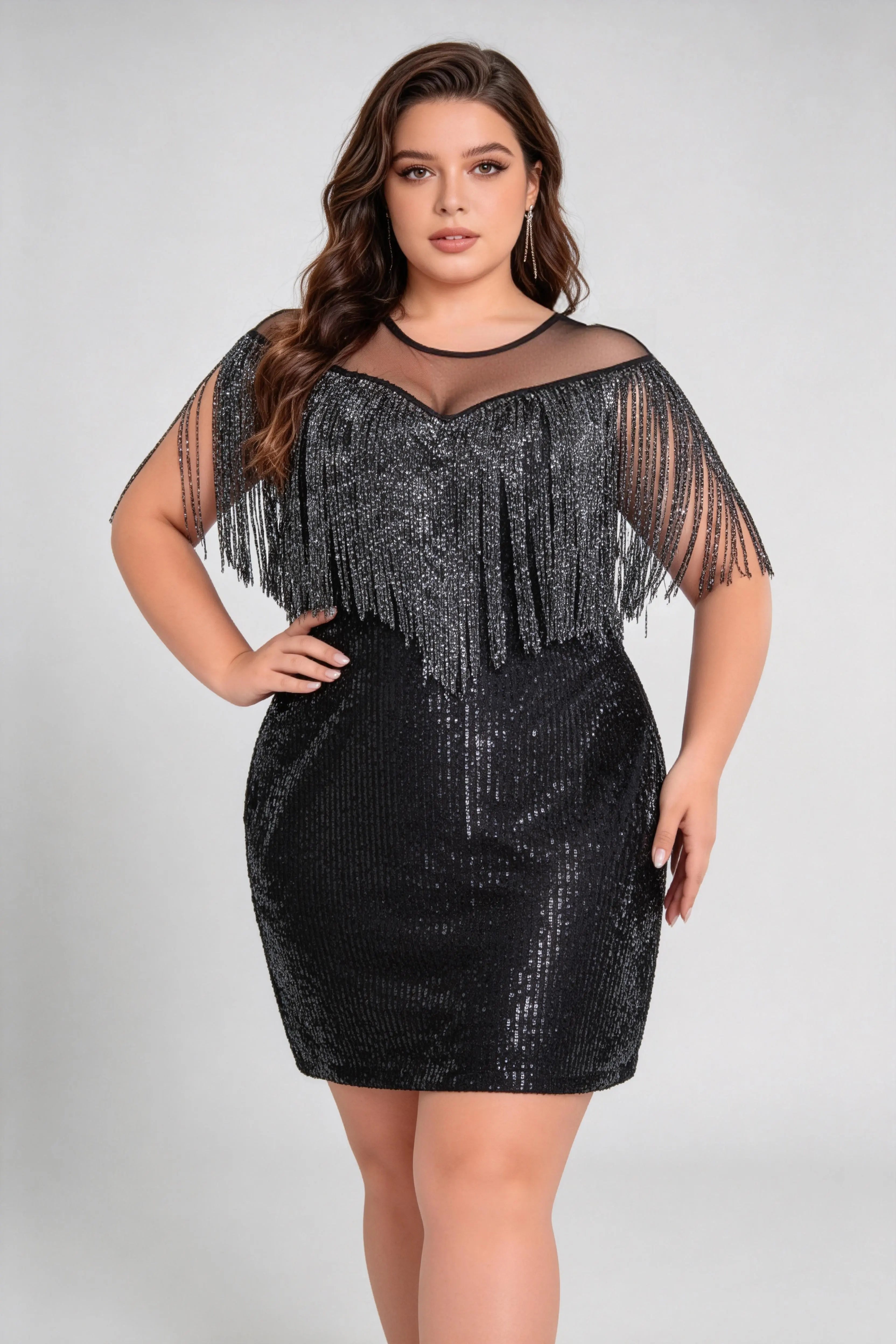 Plus Size Sequin Fringe Dress Plus Size Sequin Fringe Dress