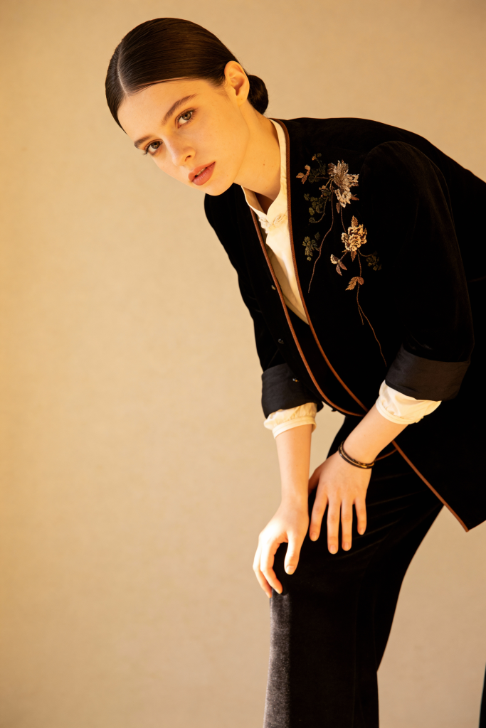 Autumn Plant Flower V Neck Coats