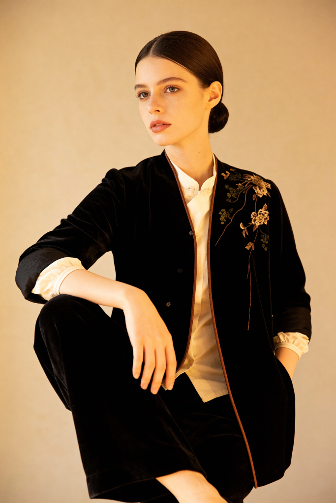 Autumn Plant Flower V Neck Coats