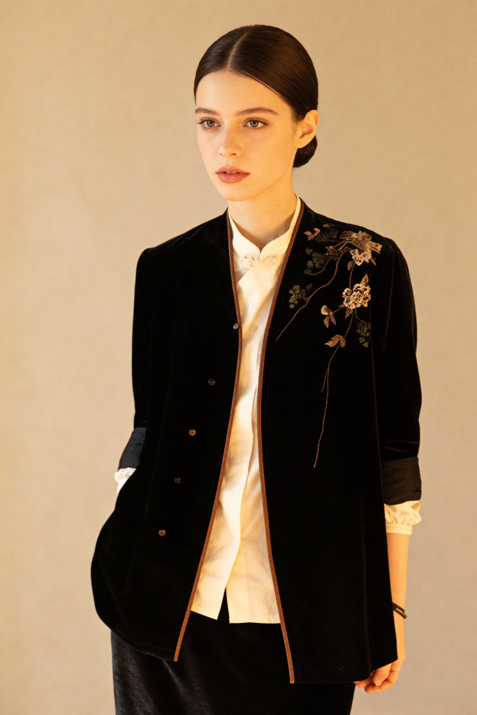 Autumn Plant Flower V Neck Coats