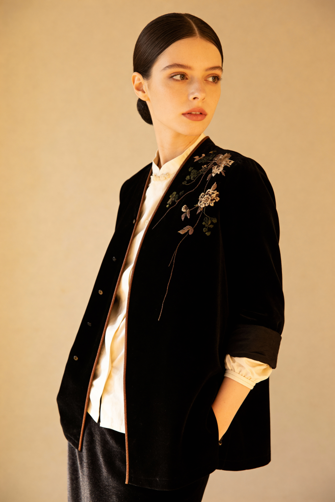 Autumn Plant Flower V Neck Coats