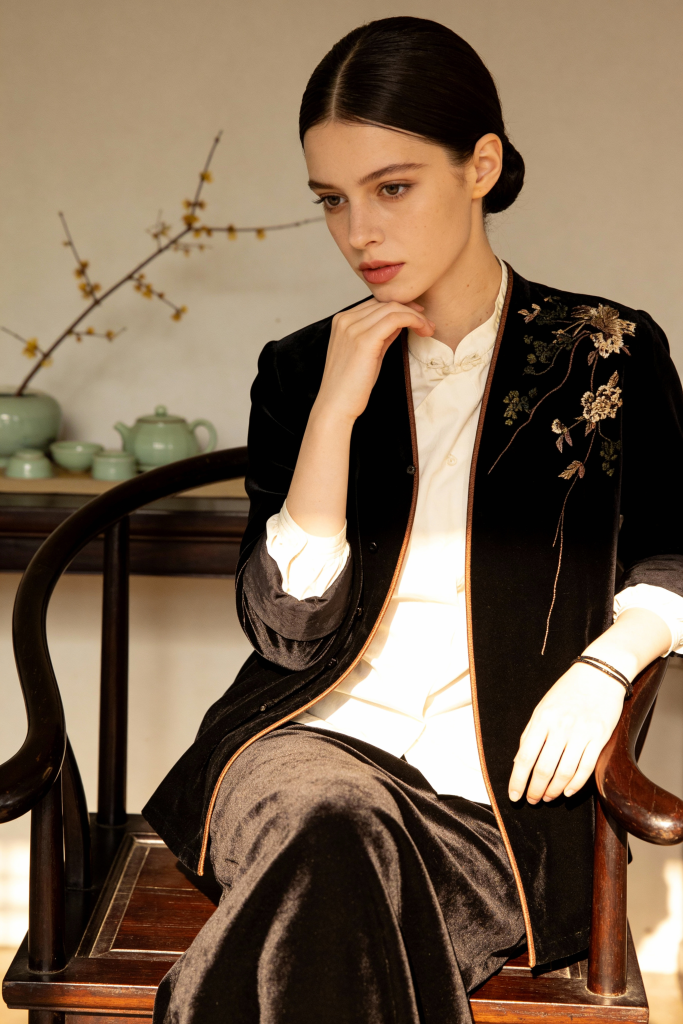 Autumn Plant Flower V Neck Coats