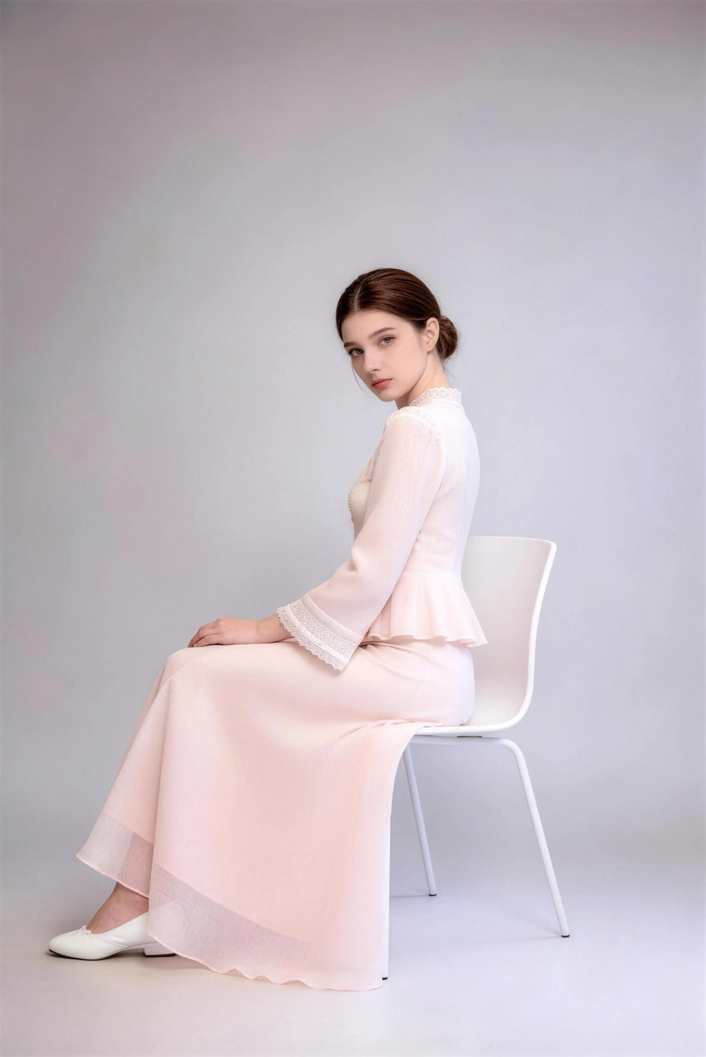New Chinese Style Soft Pink Lace Two-Piece Set