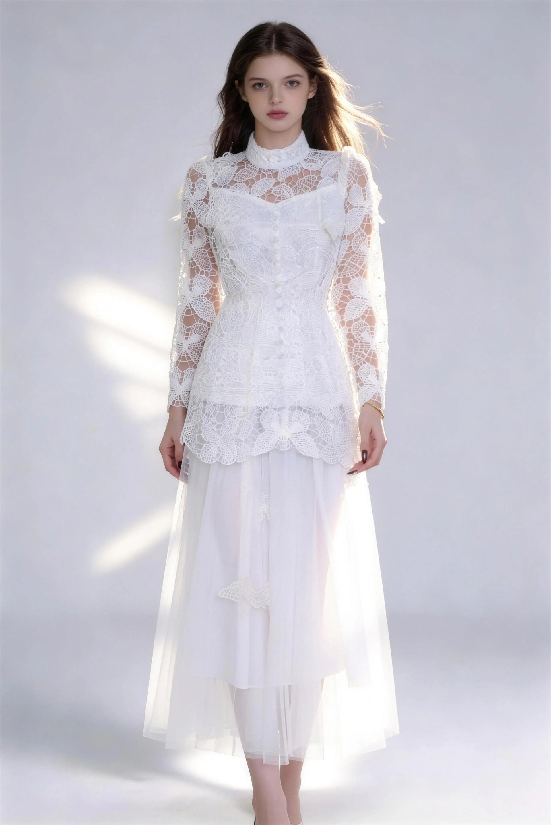 2-Piece Lace Embroidered Maxi Dress Set phoehua 2-Piece Lace Embroidered Maxi Dress Set phoehua