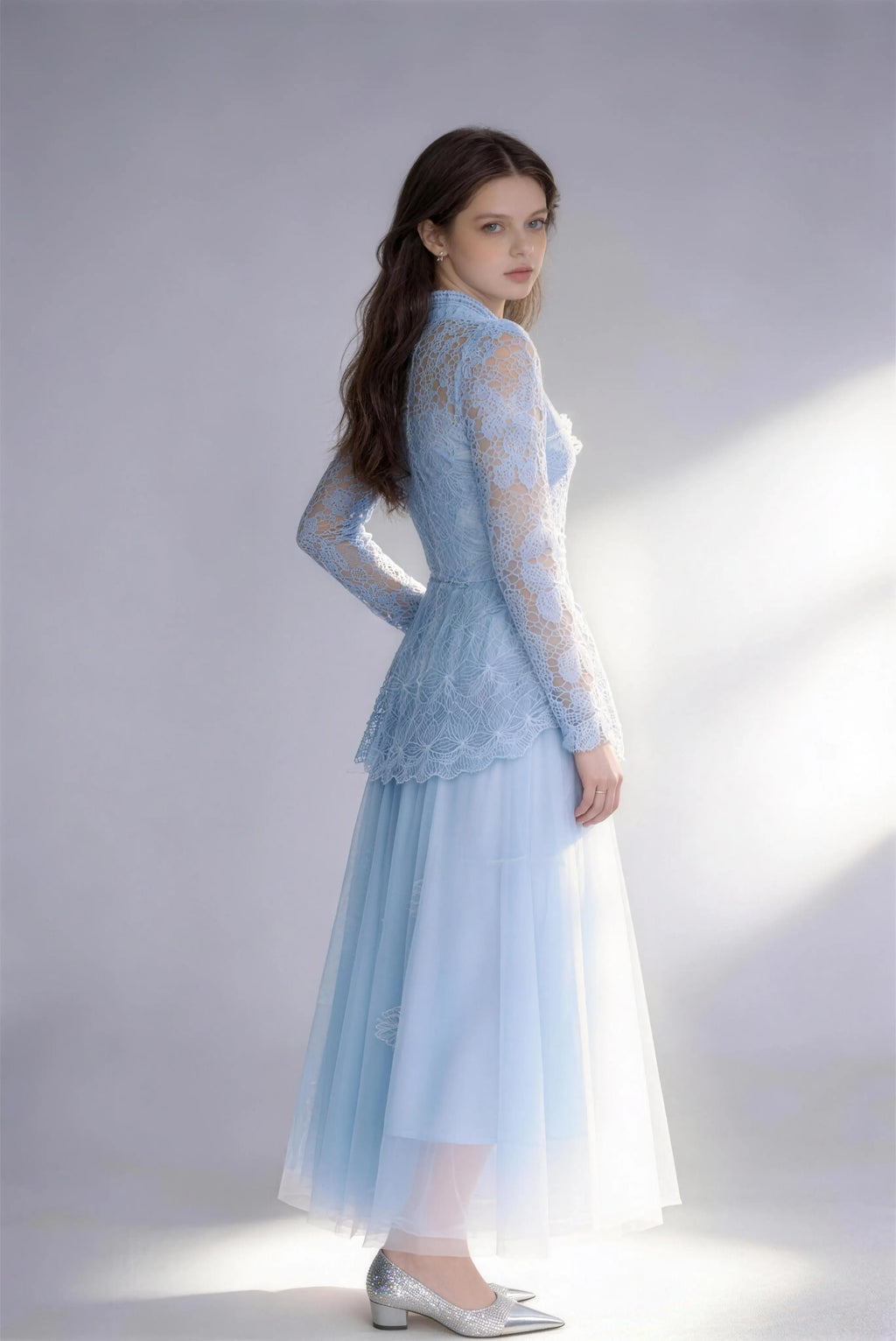 2-Piece Lace Embroidered Maxi Dress Set