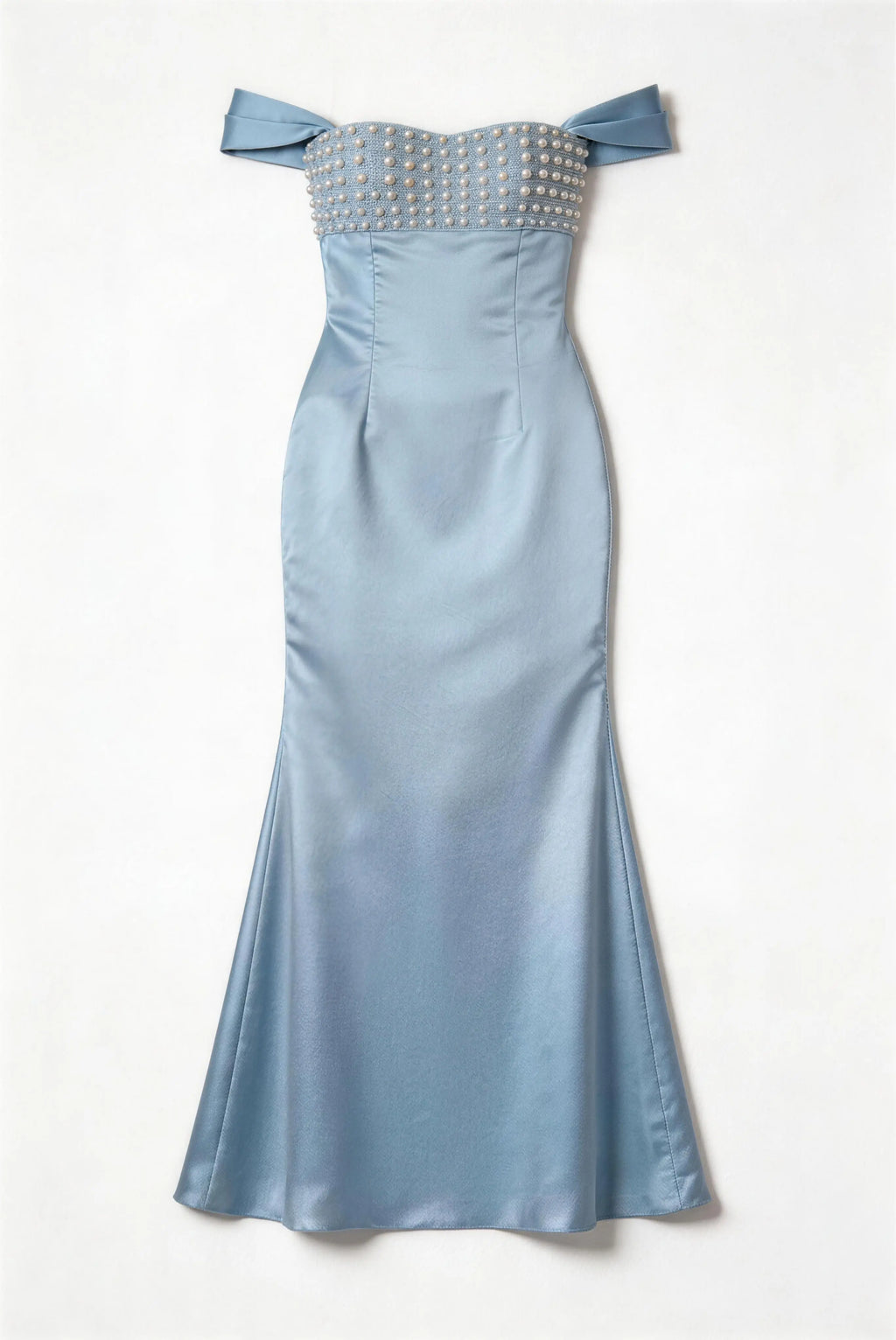 Pearl Off Shoulder Satin Mermaid Evening Dress