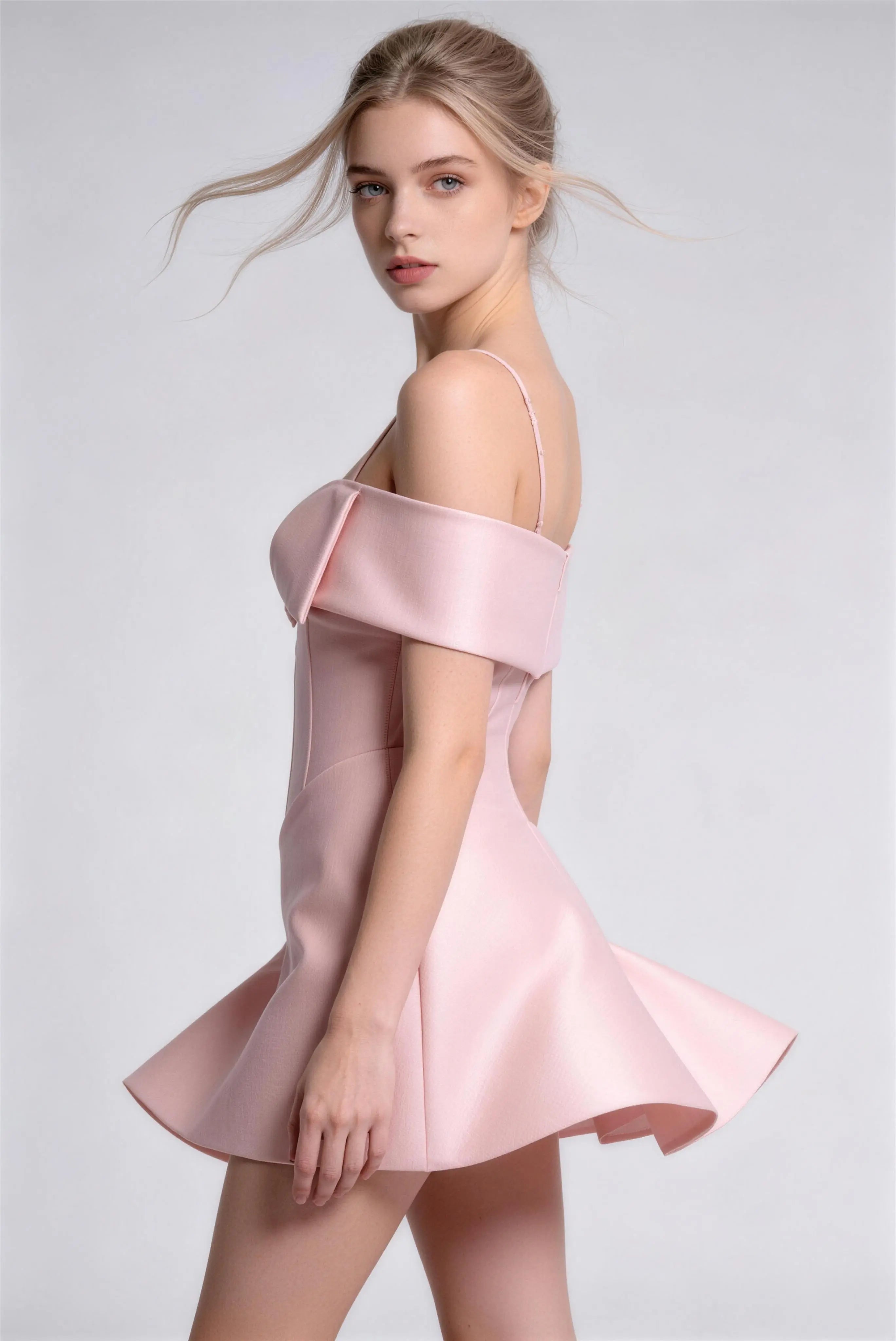 Pink Bow Off Shoulder Corset Mini Party Dress
