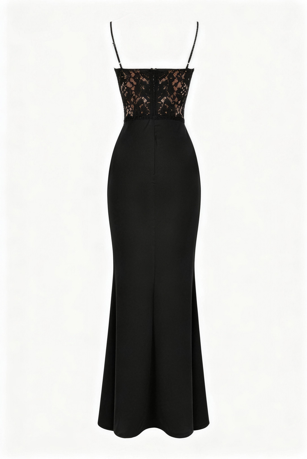 Lace Satin Mermaid Maxi Evening Dress