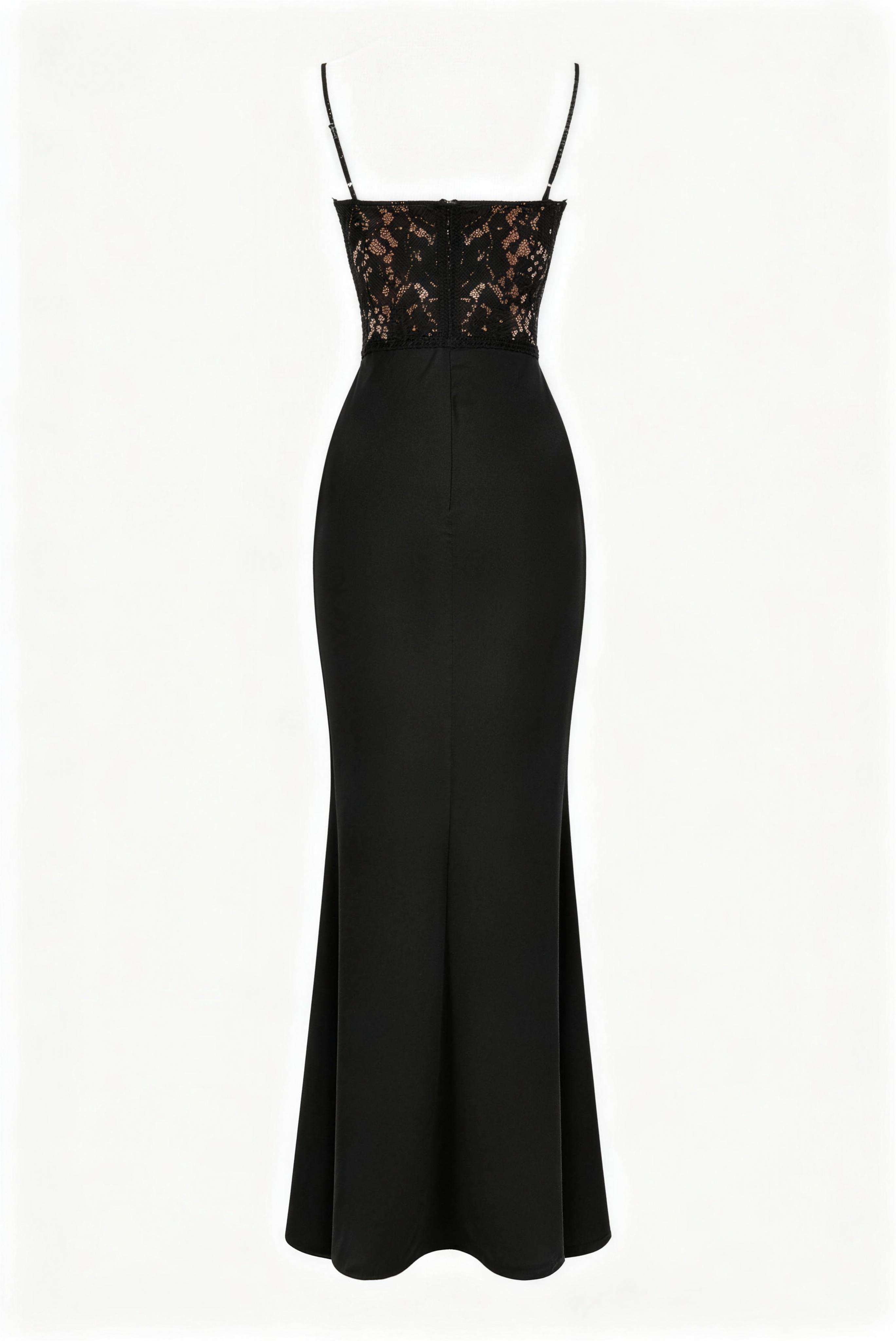 Lace Satin Mermaid Maxi Evening Dress