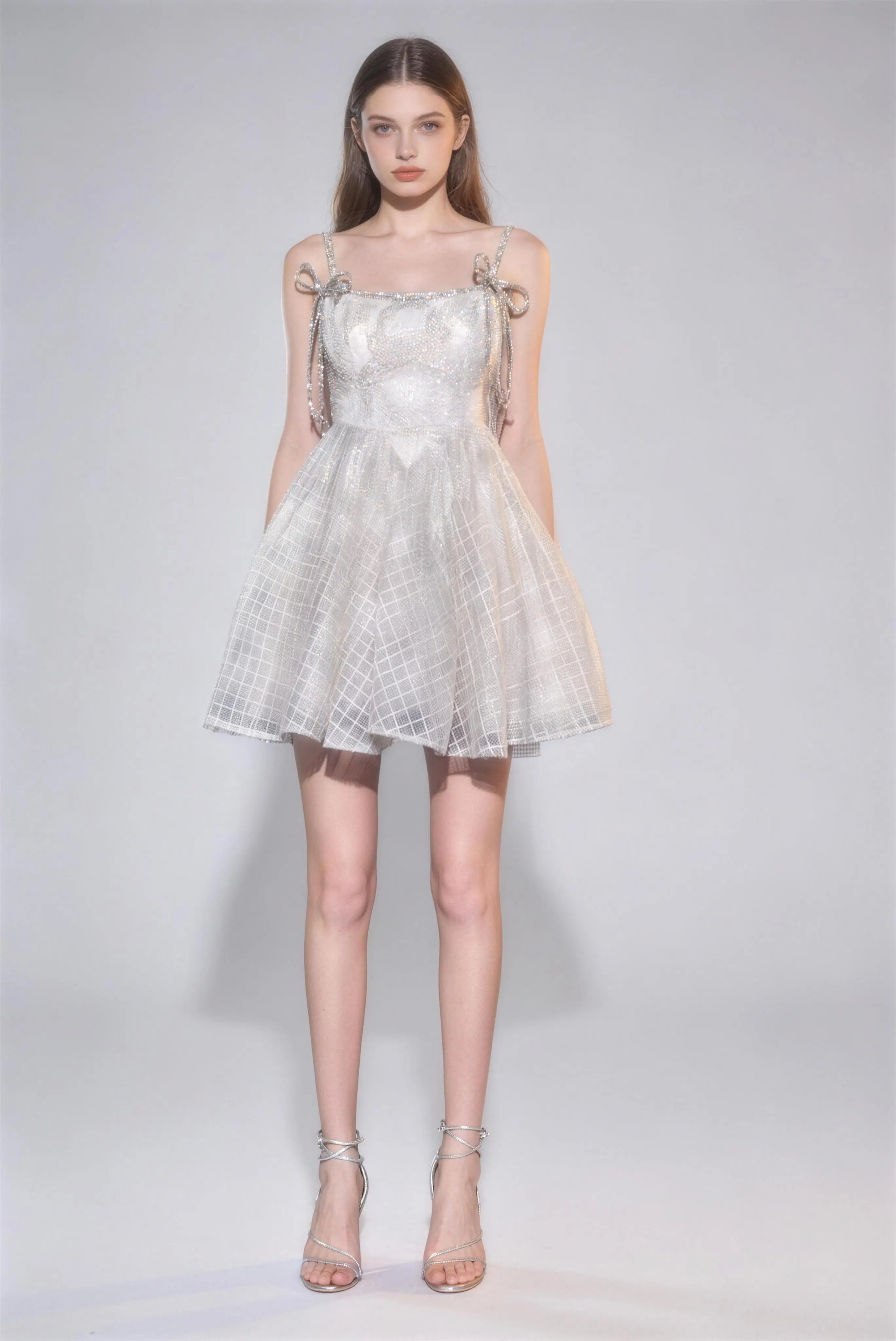 Sparkly Rhinestone Bow A-Line Mini Party Dress – phoehua