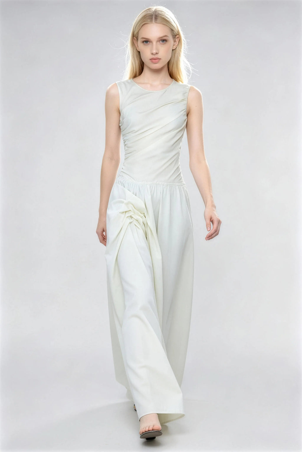 Ruched Waist 3D Bow Maxi Dress