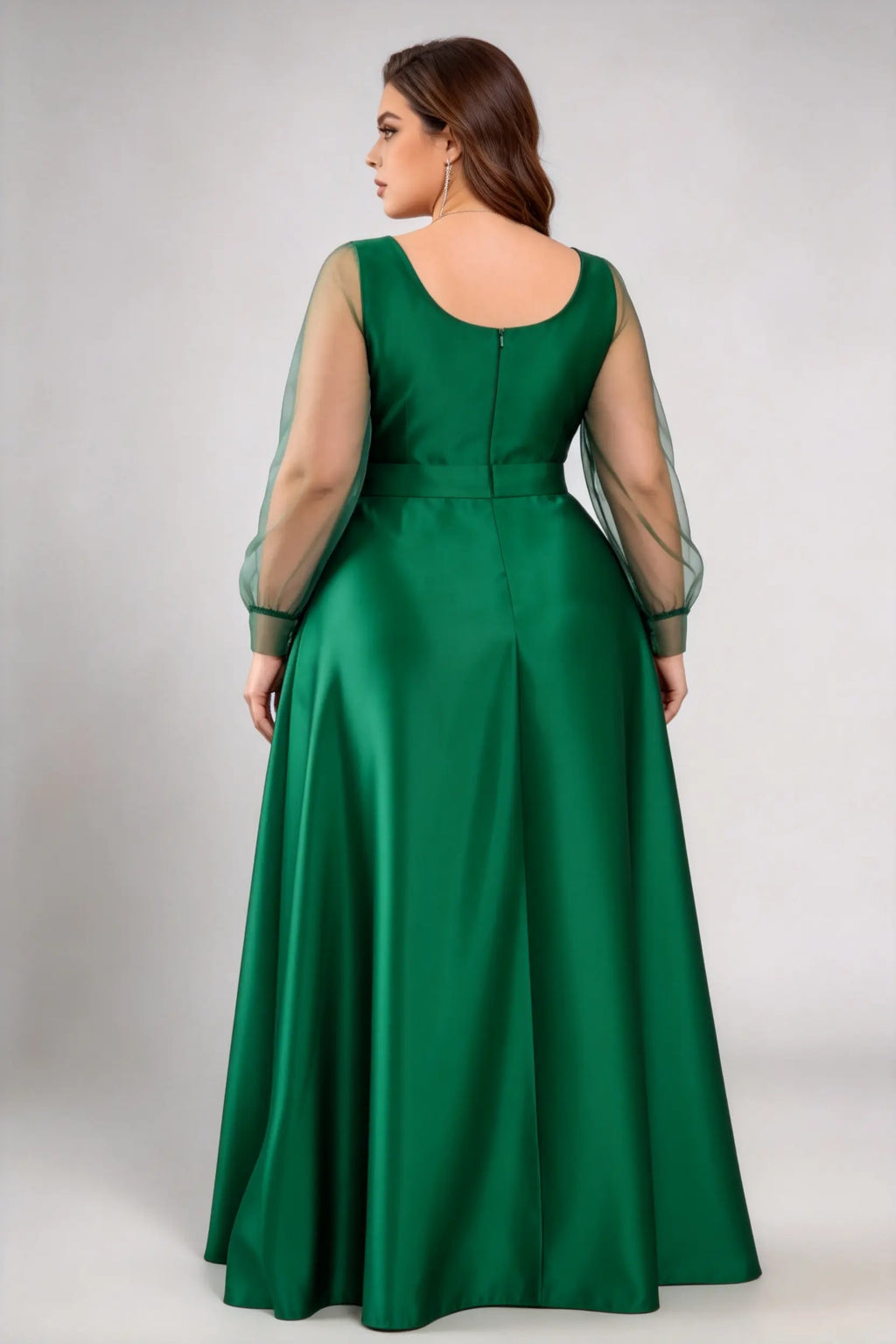 Plus Size Emerald Green Satin Gown