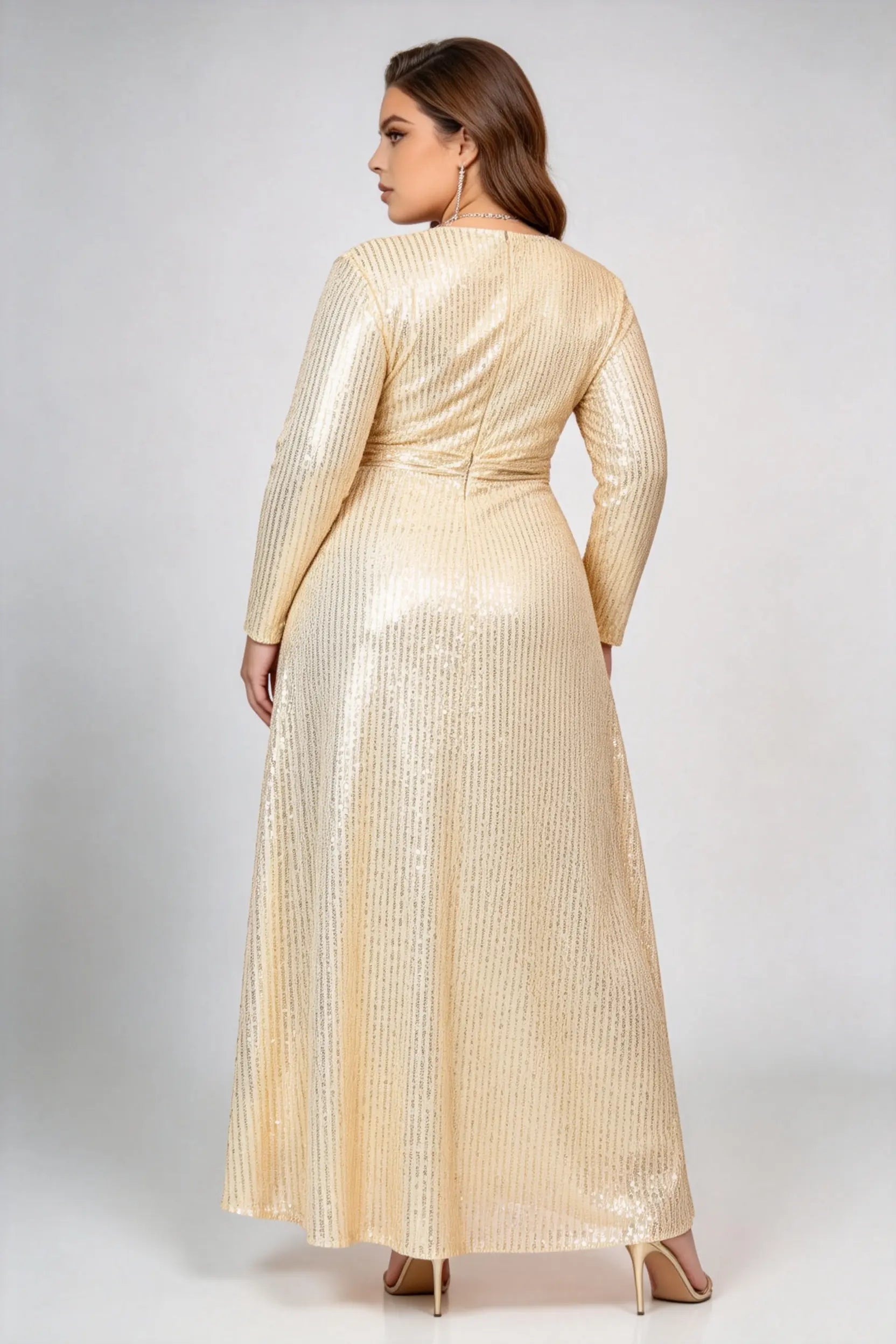 Plus Size Gold Sequin Maxi Dress