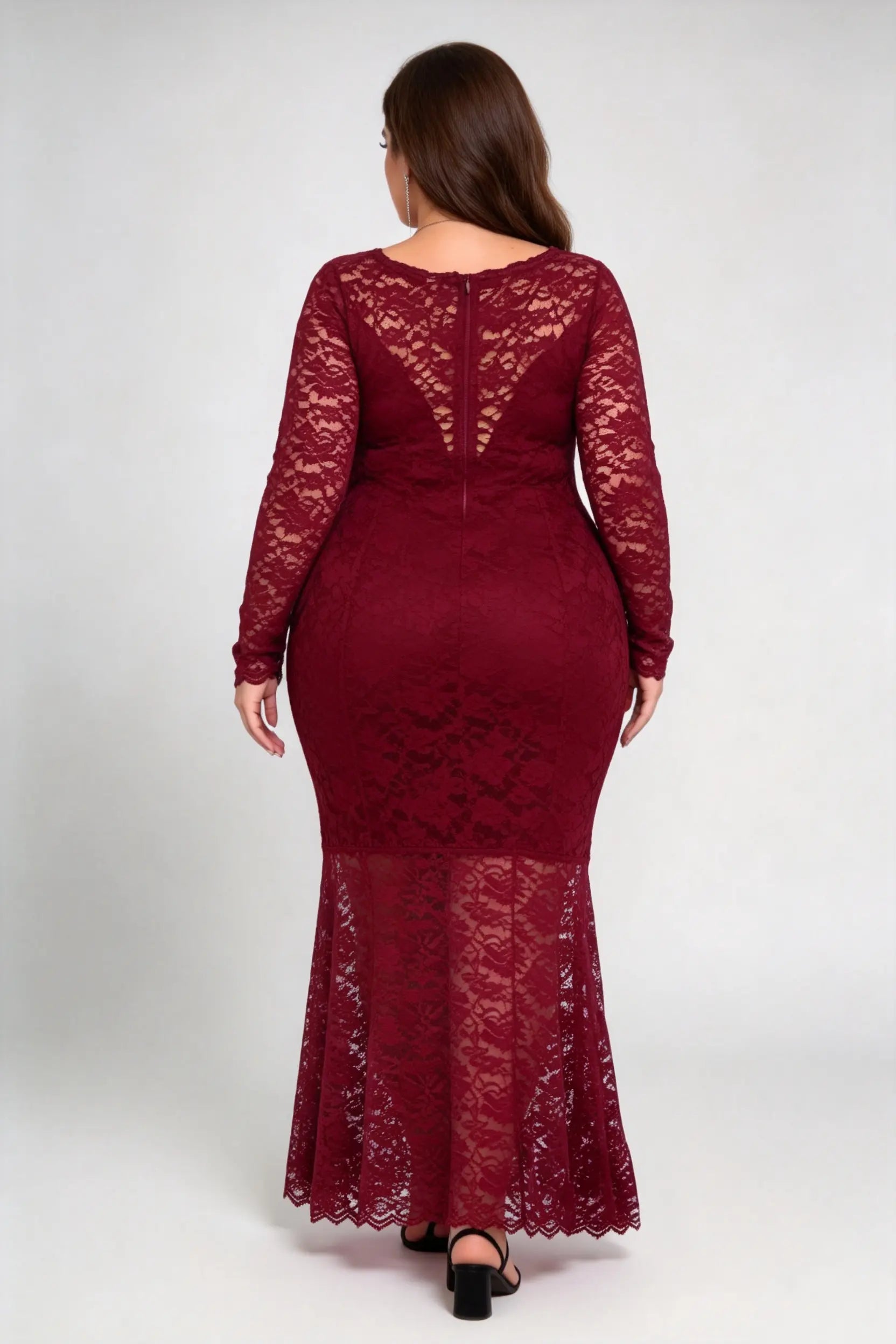Plus Size Burgundy Lace Mermaid Evening Dress | Elegant Formal Dresses for Curvy