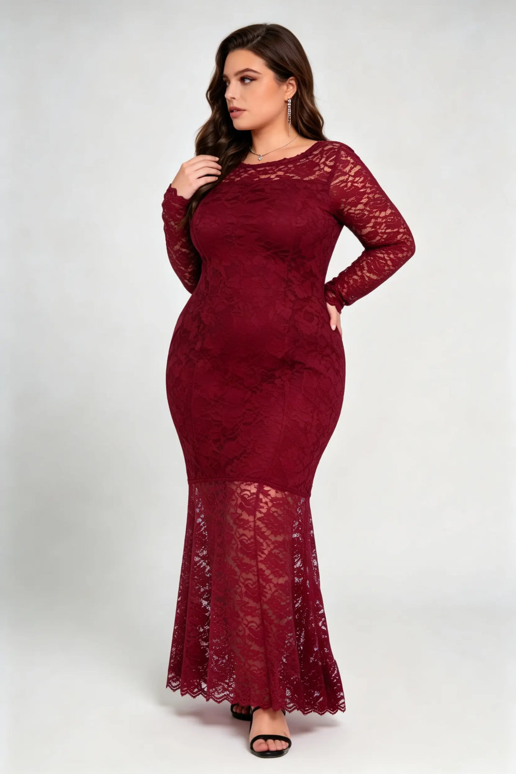 Plus Size Burgundy Lace Mermaid Evening Dress | Elegant Formal Dresses for Curvy