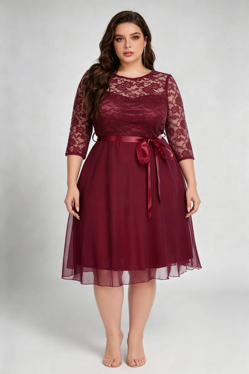 plus size burgundy wedding dress Side-Sash Plus-Size Long Halter Prom Dress CH079C main image 1