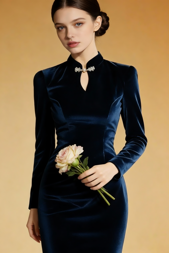 New Winter Other Midi Stand Collar Dresses