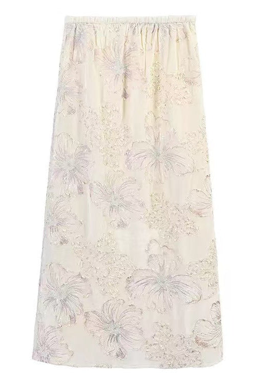 Floral patterned skirt on a white background