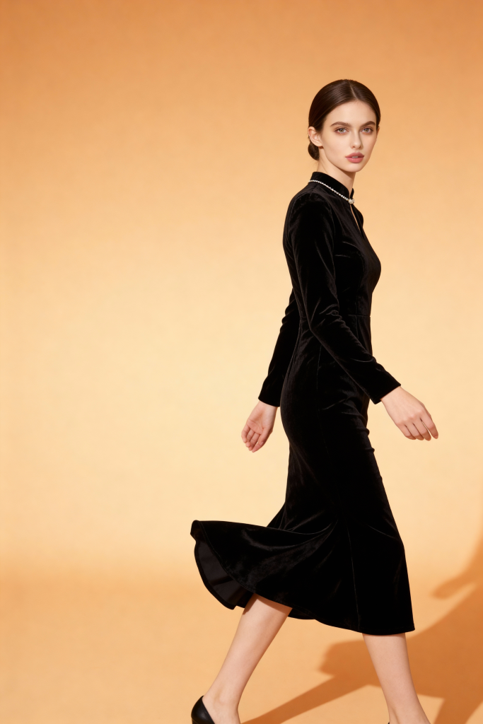 New Other Mid Waist Long Stand Collar Dresses