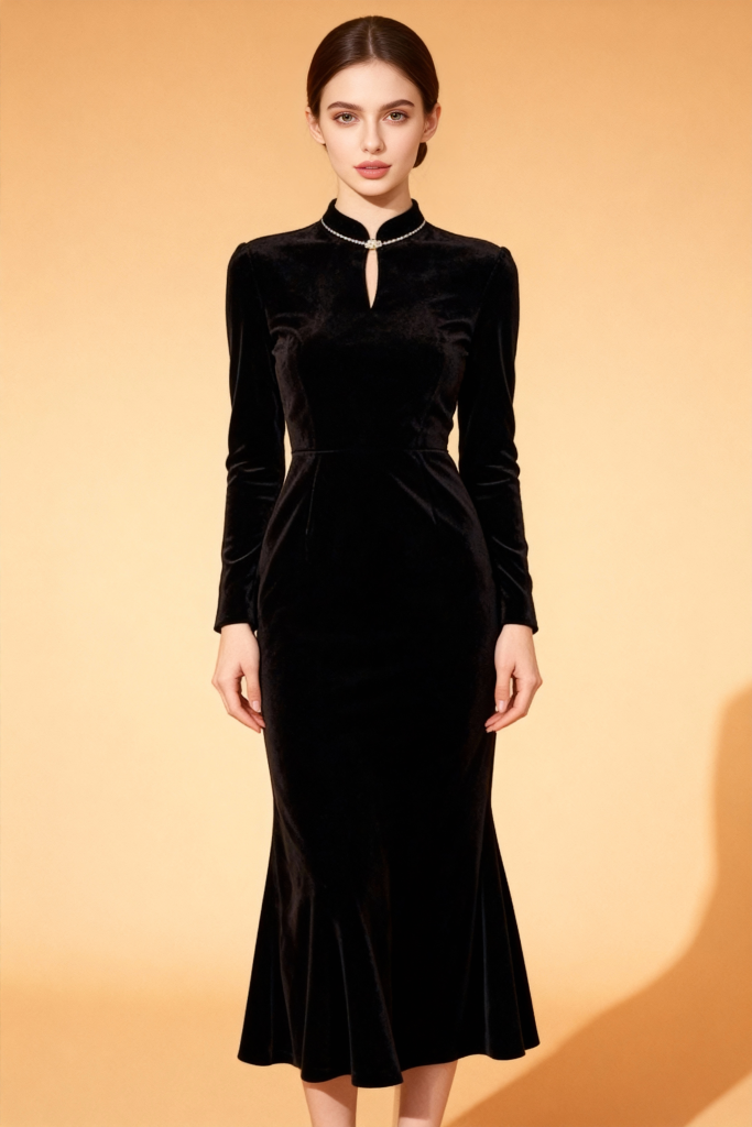 New Other Mid Waist Long Stand Collar Dresses