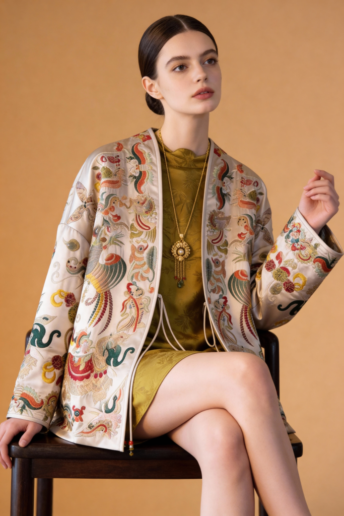 New Autumn Embroidery V Neck Coats