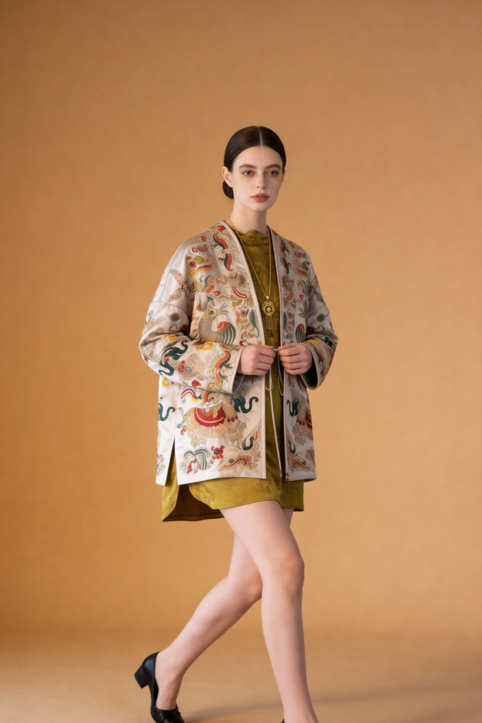 New Autumn Embroidery V Neck Coats