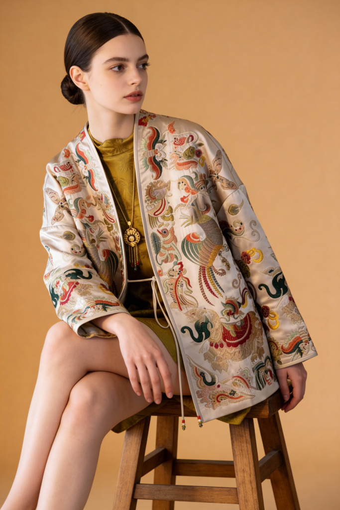 New Autumn Embroidery V Neck Coats