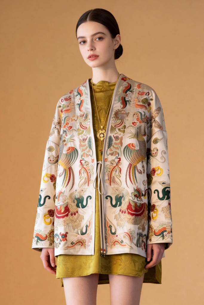 New Autumn Embroidery V Neck Coats
