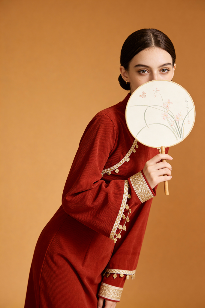 Winter Long Fleece-Lined Cheongsam Dress