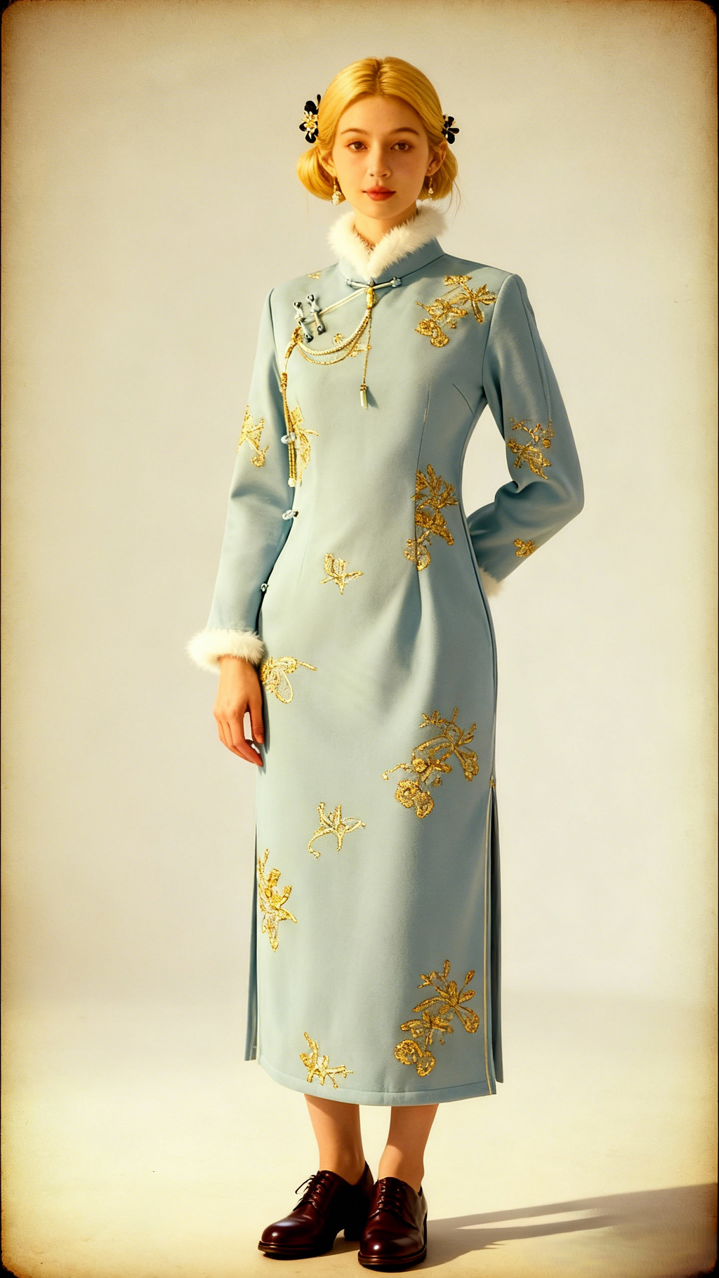 New Winter Stand Collar Retro Cheongsam