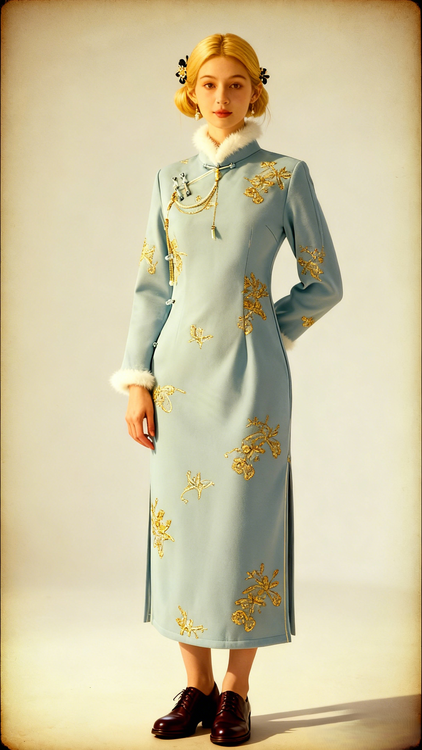New Winter Stand Collar Retro Cheongsam