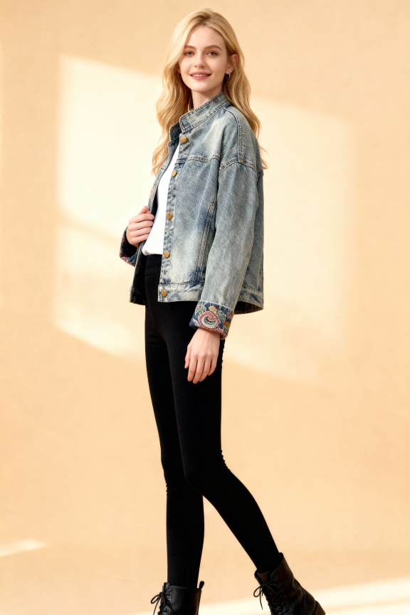 New Autumn Turn Down Collar REGULAR Denim Jacket