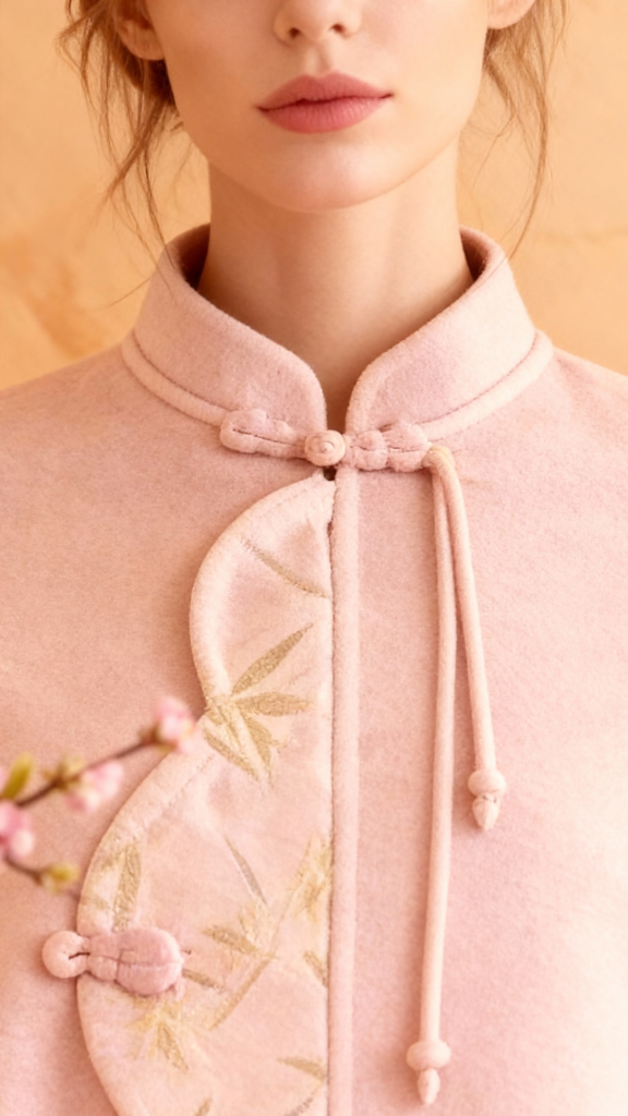 New Winter Plant Flower Chinese REGULAR Stand Collar Coats