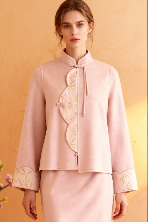 New Winter Plant Flower Chinese REGULAR Stand Collar Coats