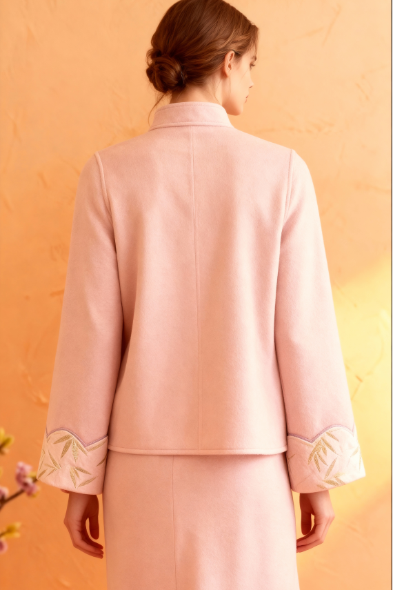 New Winter Plant Flower Chinese REGULAR Stand Collar Coats