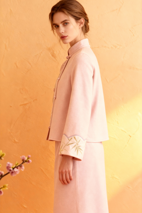 New Winter Plant Flower Chinese REGULAR Stand Collar Coats