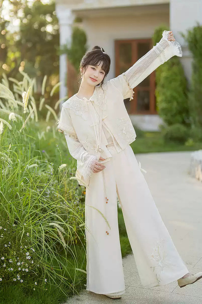 New Chinese Style Embroidered Four-piece Set Gentle Hanfu-inspired Outfit