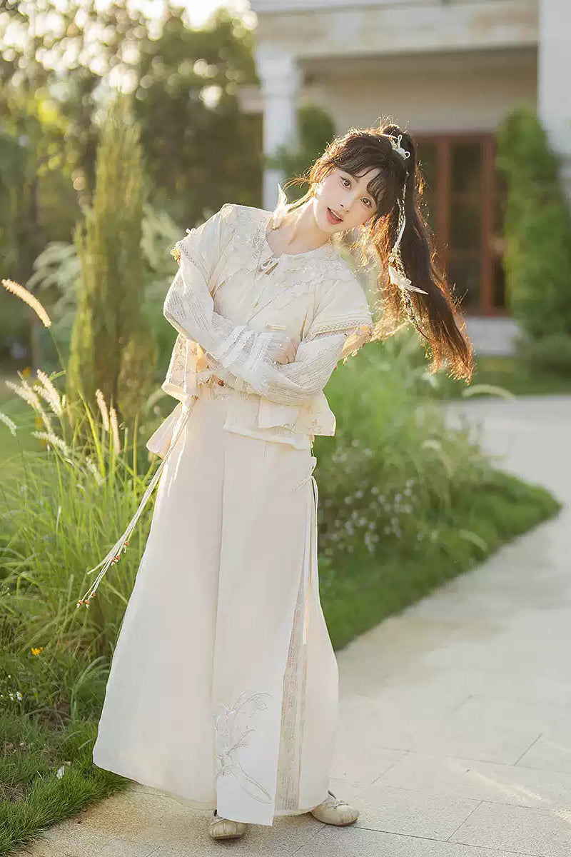 New Chinese Style Embroidered Four-piece Set Gentle Hanfu-inspired Outfit