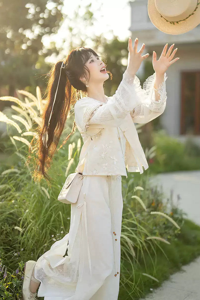New Chinese Style Embroidered Four-piece Set Gentle Hanfu-inspired Outfit
