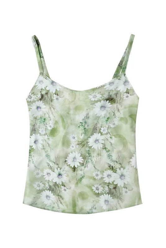 Floral print camisole top on a white background
