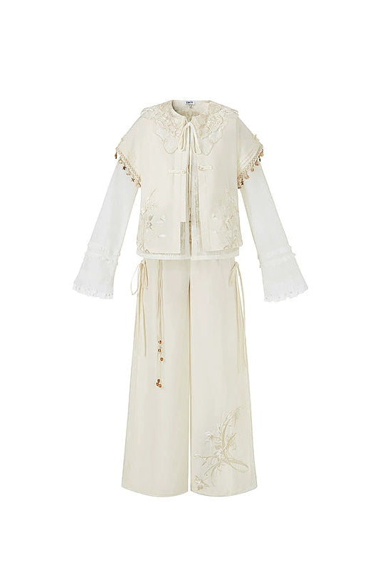 New Chinese Style Embroidered Four-piece Set Gentle Hanfu-inspired Outfit