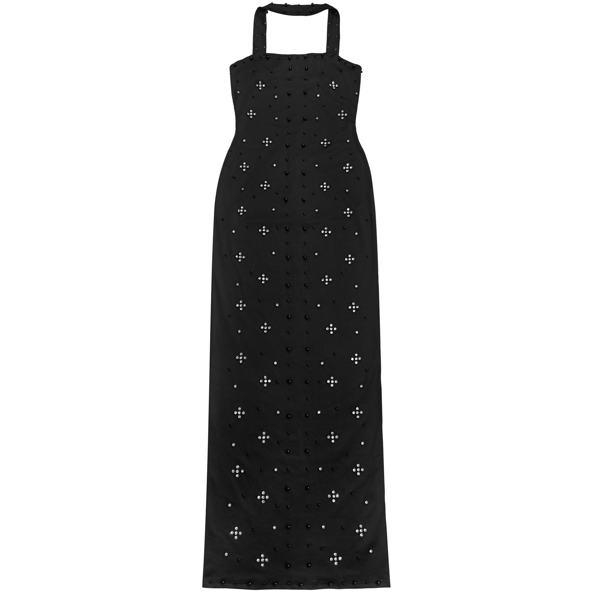 Beaded Halter Mermaid Maxi Dress