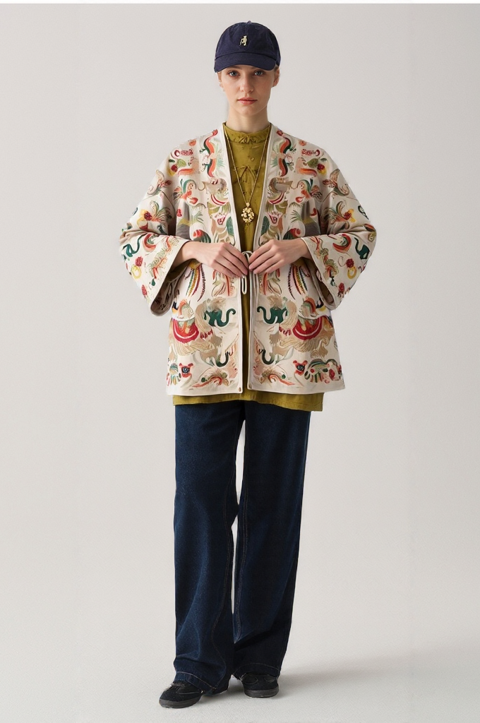 New Autumn Embroidery V Neck Coats